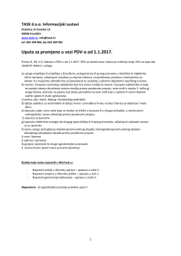 Zakonske promjene PDV od 01.01.2017.