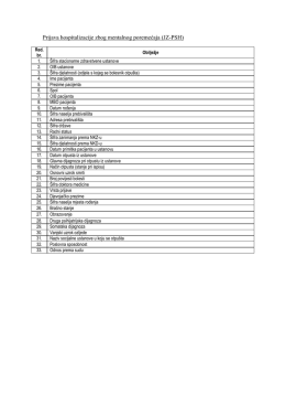 Prijava hospitalizacije zbog mentalnog poremećaja (JZ-PSH)