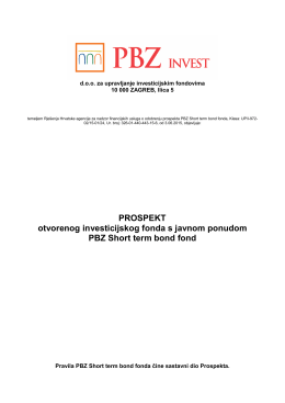 Prospekt - PBZ Short term bond fond CLEAN 12-2016