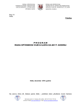 program rada općinskog vijeća ilidža za 2017. godinu