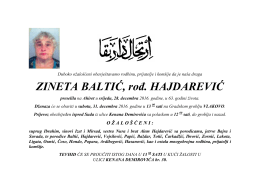 ZINETA BALTIĆ, rođ. HAJDAREVIĆ