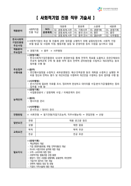 【 사회적기업 진흥 직무 기술서 】