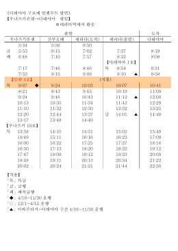 도착 신쿠로베 데라다(도착) 데라다(출발) 다테야마 5:34 5:56 6:50 급