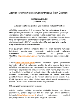 Adaylar Tarafından Dilekçe Gönderilmesi ve İşlem