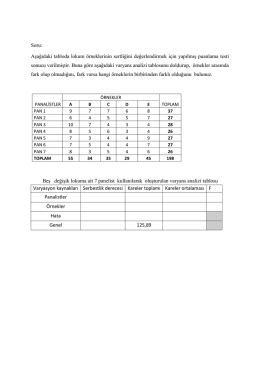 Soru: Aşağıdaki tabloda lokum örneklerinin sertliğini