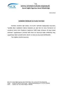 Kombine Ürünler İle İlgili Duyuru
