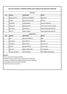 2016-2017 Eğitim Alma Başvuru Sonuçları