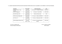 Matematik Eğitimi Final Takvimi - Aksaray Üniversitesi Eğitim Fakültesi