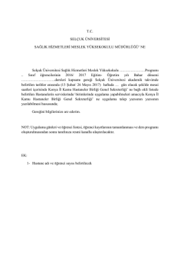 T.C. SELÇUK ÜNİVERSİTESİ SAĞLIK HİZMETLERİ MESLEK