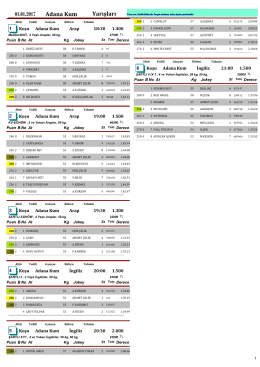 Adana Yarış B&uuml;lteni ( 1 Ocak 2017 )