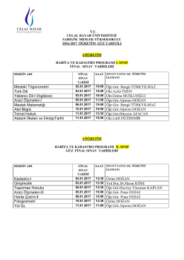 Öğrenci 2016-2017 Yılı Final Sınav Programı