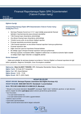 Finansal Raporlamaya İlişkin SPK Düzenlemeleri (Yatırım