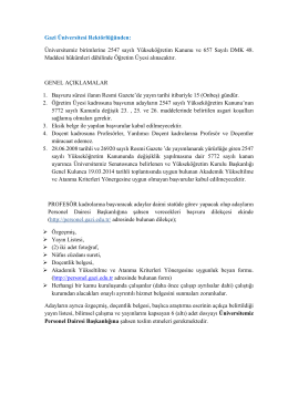Gazi &Uuml;niversitesi &Ouml;ğretim &Uuml;yesi İlanı