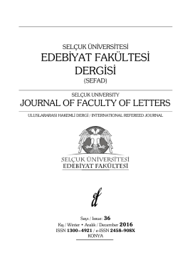 Makaleyi Yazdır - Selçuk Üniversitesi Edebiyat Fakültesi Dergisi