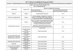 Ek 2 : Başvuru Yapabilecek Program Listeleri