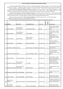 Öğretim Üyesi İlanı - Artvin Çoruh Üniversitesi