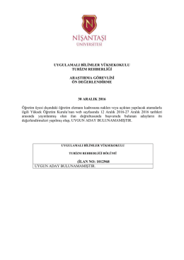 UYGULAMALI BİLİMLER YÜKSEKOKULU TURİZM REHBERLİĞİ