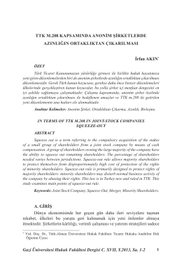 TTK m.208 Kapsamında Anonim Şirketlerde
