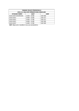 yabancı diller yüksekokulu afea 111 2016 güz dönemi sonu