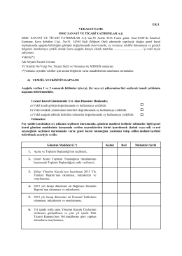 EK:1 VEKALETNAME MMC SANAYİ VE TİCARİ YATIRIMLAR A.Ş