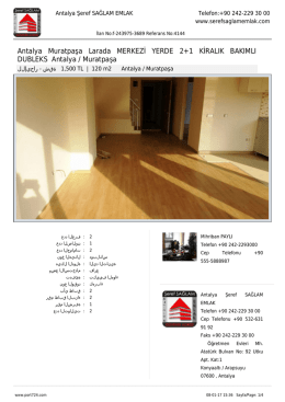 Antalya Muratpaşa Larada MERKEZİ YERDE 2+1 KİRALIK BAKIMLI