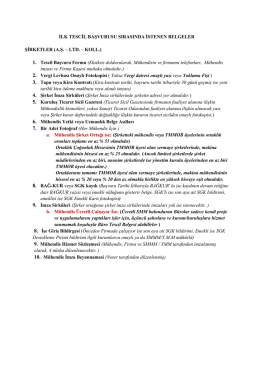 İLK TESCİL BAŞVURUSU SIRASINDA İSTENEN BELGELER