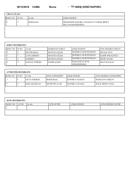 30/12/2016 CUMA 14.YARIŞ GÜNÜ RAPORU Bursa