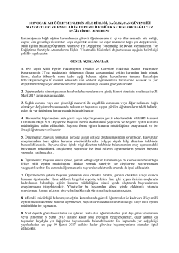 2017 ocak ayı &ouml;ğretmenlerin aile birliği, sağlık, can g&uuml;venliği
