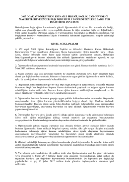 2017 ocak ayı &ouml;ğretmenlerin aile birliği, sağlık