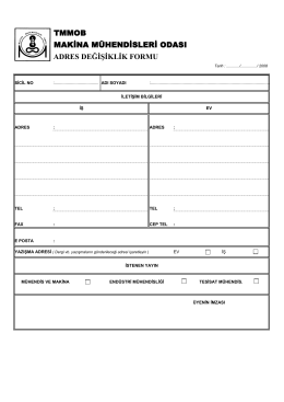 adres değişiklik formu - TMMOB Makina M&uuml;hendisleri Odası