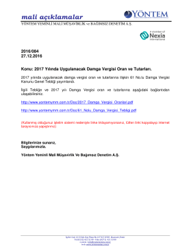 2016-084 2017 Yılında Uygulanacak Damga Vergisi Oran Ve Tutarları