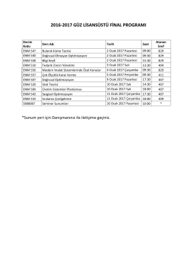 2016-2017 ı. yy. lisansüstü final sınav programı