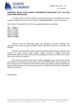 indirimli orana tabi mahsup edilemeyen vergilerin 2017 yılı i&ccedil;in iade