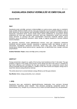 KAZANLARDA ENERJİ VERİMLİLİĞİ VE EMİSYONLAR