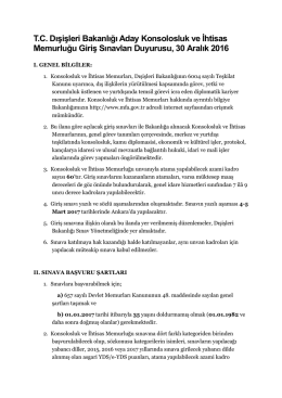 T.C. Dışişleri Bakanlığı Aday Konsolosluk ve İhtisas Memurluğu Giriş