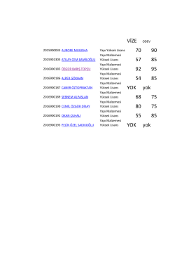 VİZE ODEV 70 90 57 85 92 95 54 85 YOK yok 68 75 80 75 55 85