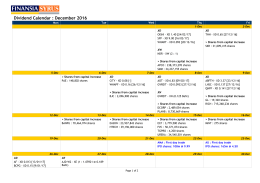 Dividend Calendar : December 2016