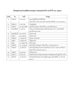 วันหยุดตามประเพณีของกองทุนการออมแห่งชาติประจาปีพ.ศ. 2560 ล ำดับ