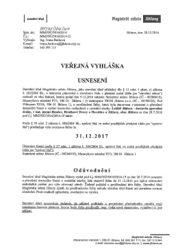 veřejn&aacute; vyhl&aacute;&scaron;ka usnesen&iacute;