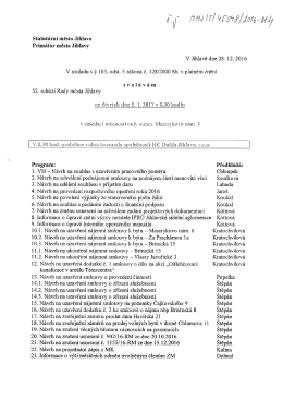 52. schůze Rady města Jihlavy