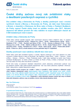Česk&eacute; dr&aacute;hy začnou nov&yacute; rok zvl&aacute;&scaron;tn&iacute;mi vlaky a