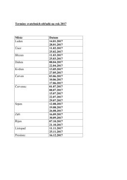 Termíny svatebních obřadů na rok 2017 Měsíc Datum