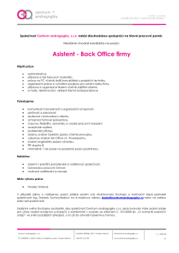 Asistent - Back Office firmy - Centrum andragogiky, s.r.o.