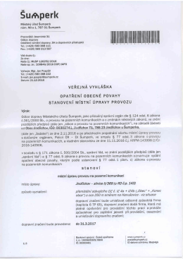Veřejná vyhláška - Opatření obecné povahy
