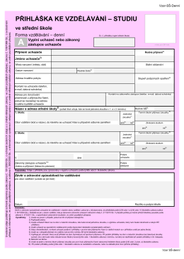 Přihláška ke studiu 2017