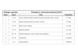 Biologie a genetika Přednášky II. ročník (zubní lékařství) 2016/17