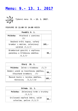 Menu: 28.- 30. 12. 2016