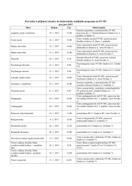 Pozvánka k přijímací zkoušce do doktorského studijního programu