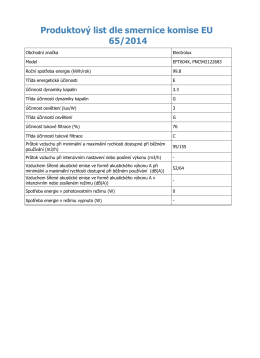 Produktový list dle smernice komise EU 65/2014