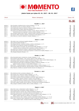 Jídelní lístek pro týden 02. 01. 2017 - 08. 01. 2017